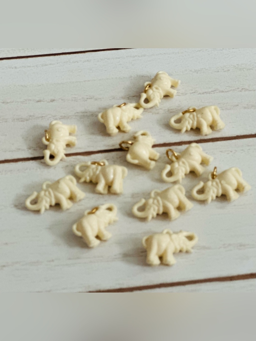 NEW 12 Ivory Elephant Charms • 12 Pc DIY Necklace